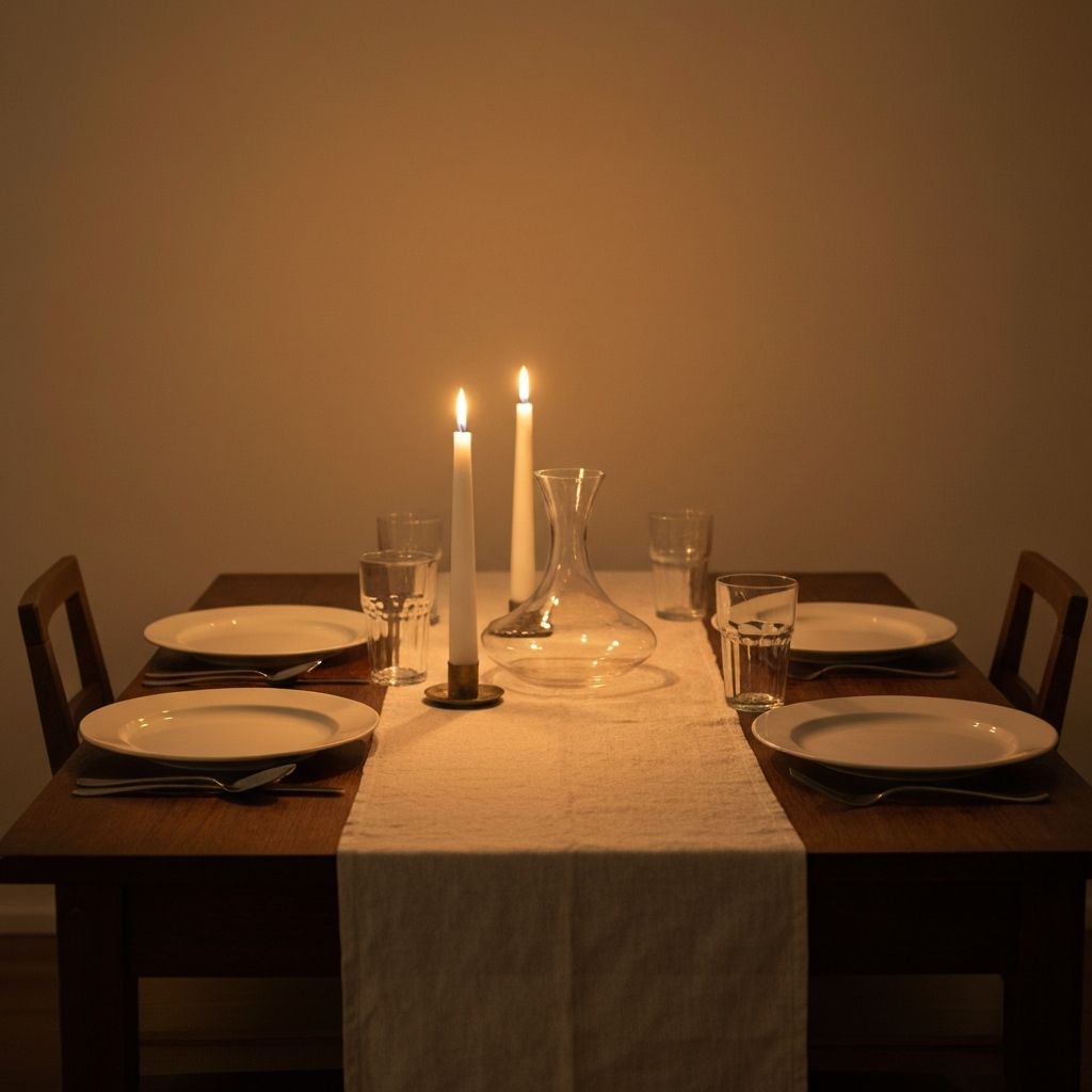 Kvällsbord med neutral dukning
